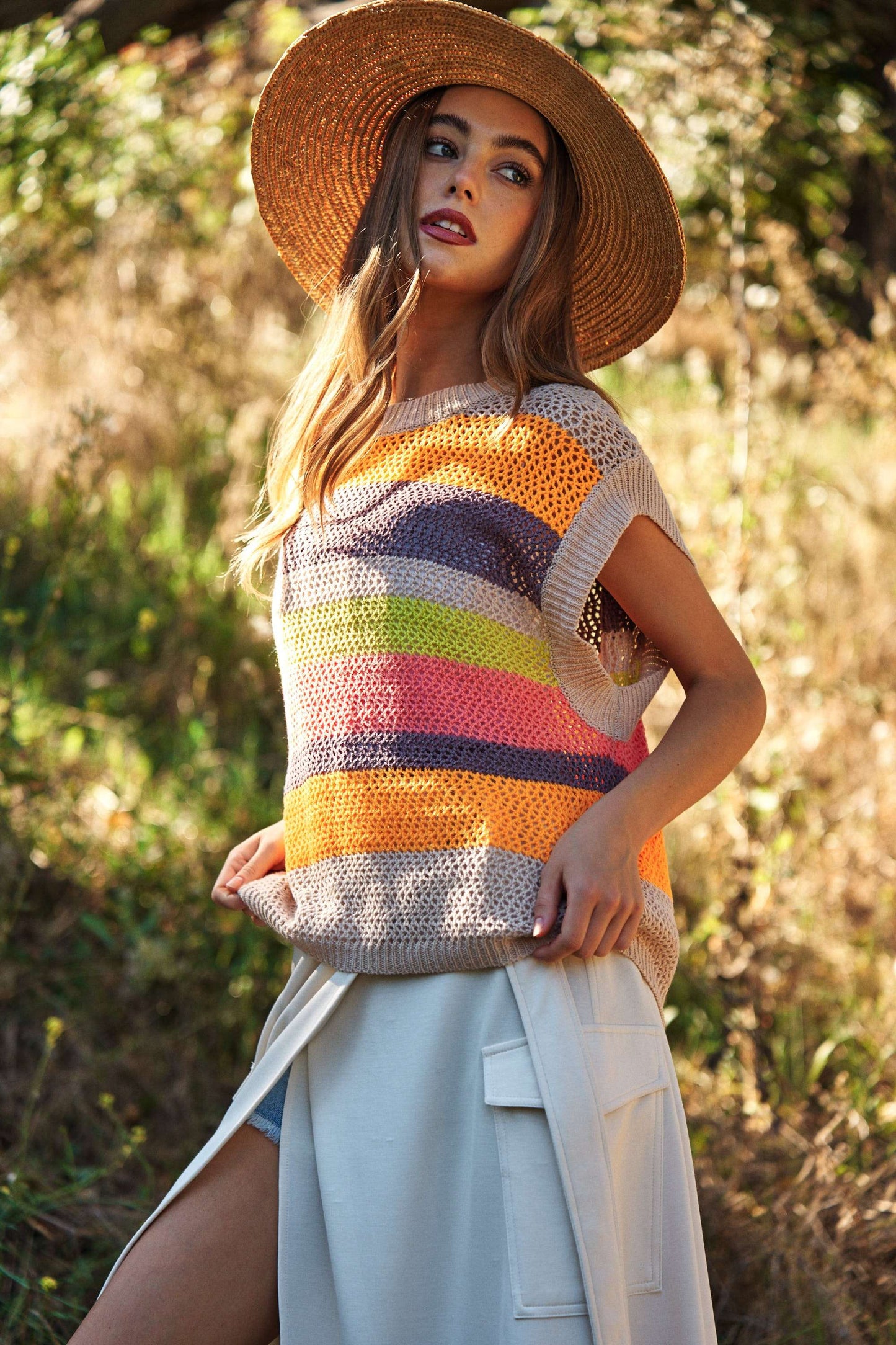 Crochet Multi Striped Sweater