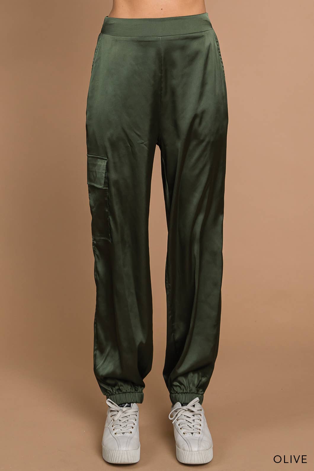 Stretched Satin Cargo Pants