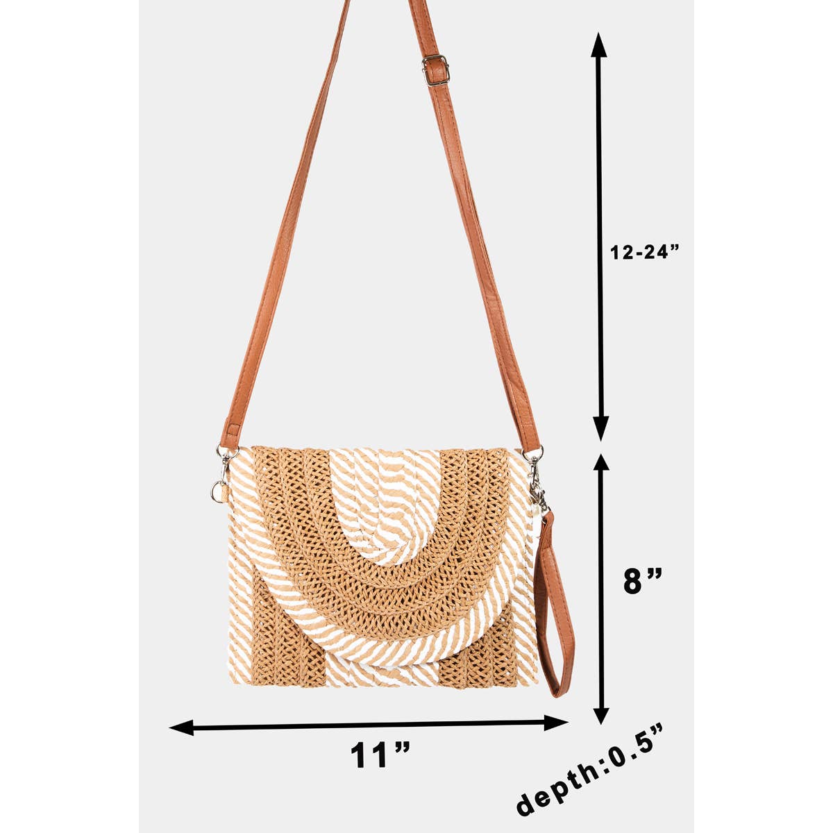 Mixed Striped Straw Clutch Bag