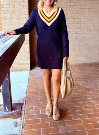 Corunna V-neck Mini Sweater Dress