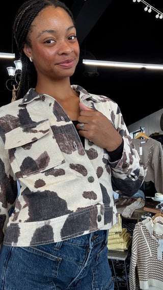 Cow Print Collared Jacket