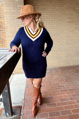 Corunna V-neck Mini Sweater Dress