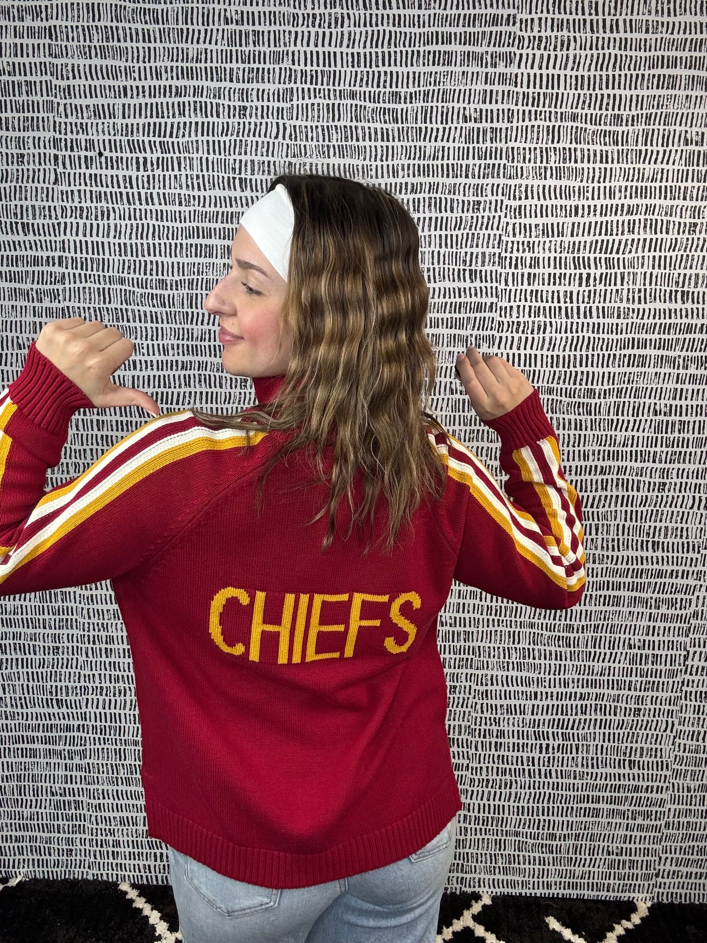 CUSTOM Chiefs 1/2 Zip Knit Sweater