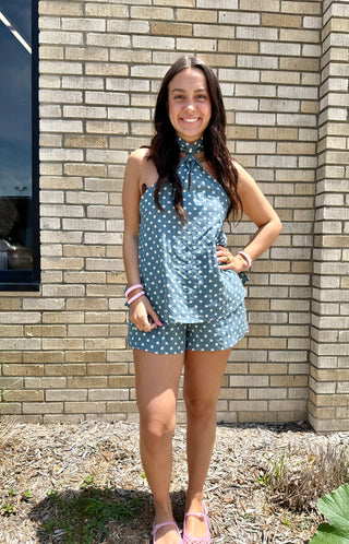 Parker Polka Dot Halter Tie Top