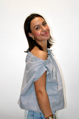 Luka Checkered Sleeveless Bubble Top