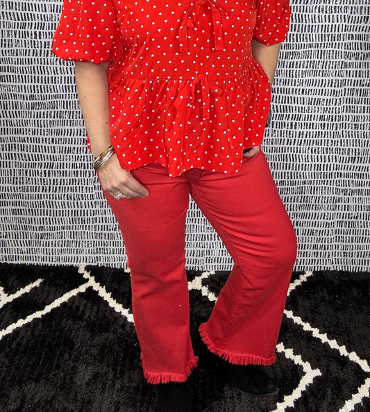 Tummy Control Crop Flare Step Hem Jeans