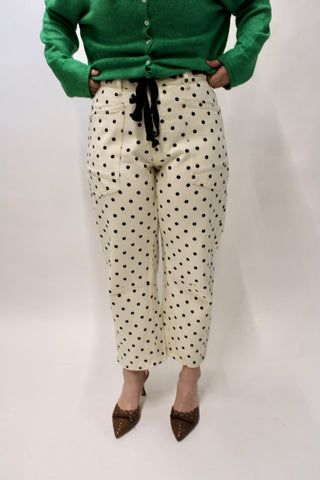 Show Girl Polka Dot Barrel Denim Pants