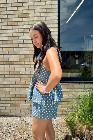 Parker Polka Dot Halter Tie Top