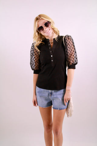 Colette Mixed Media Polka Dot Sleeve