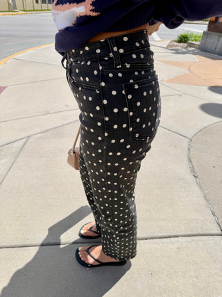 JBD Vintage Polka Dot Straight Jeans