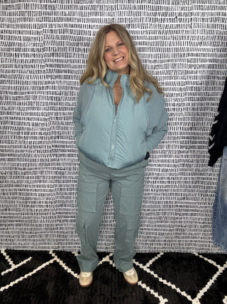 Nylon Trim Hybrid Zip Up