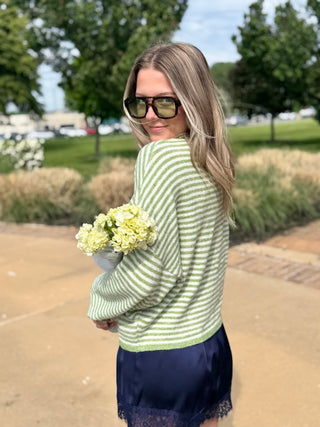 Abby Rose Mini Striped Matcha Piper Cardigan