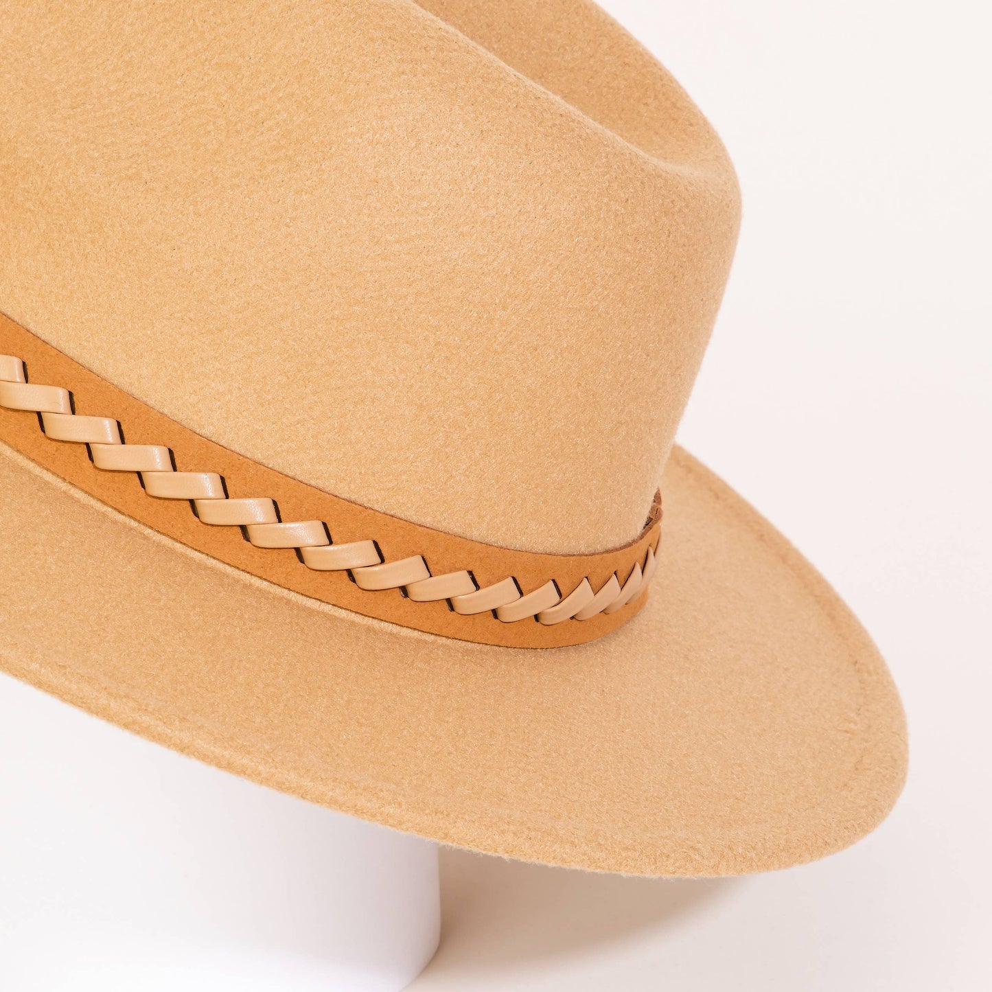 Braided Faux Leather Strap Fedora Fashion Hat