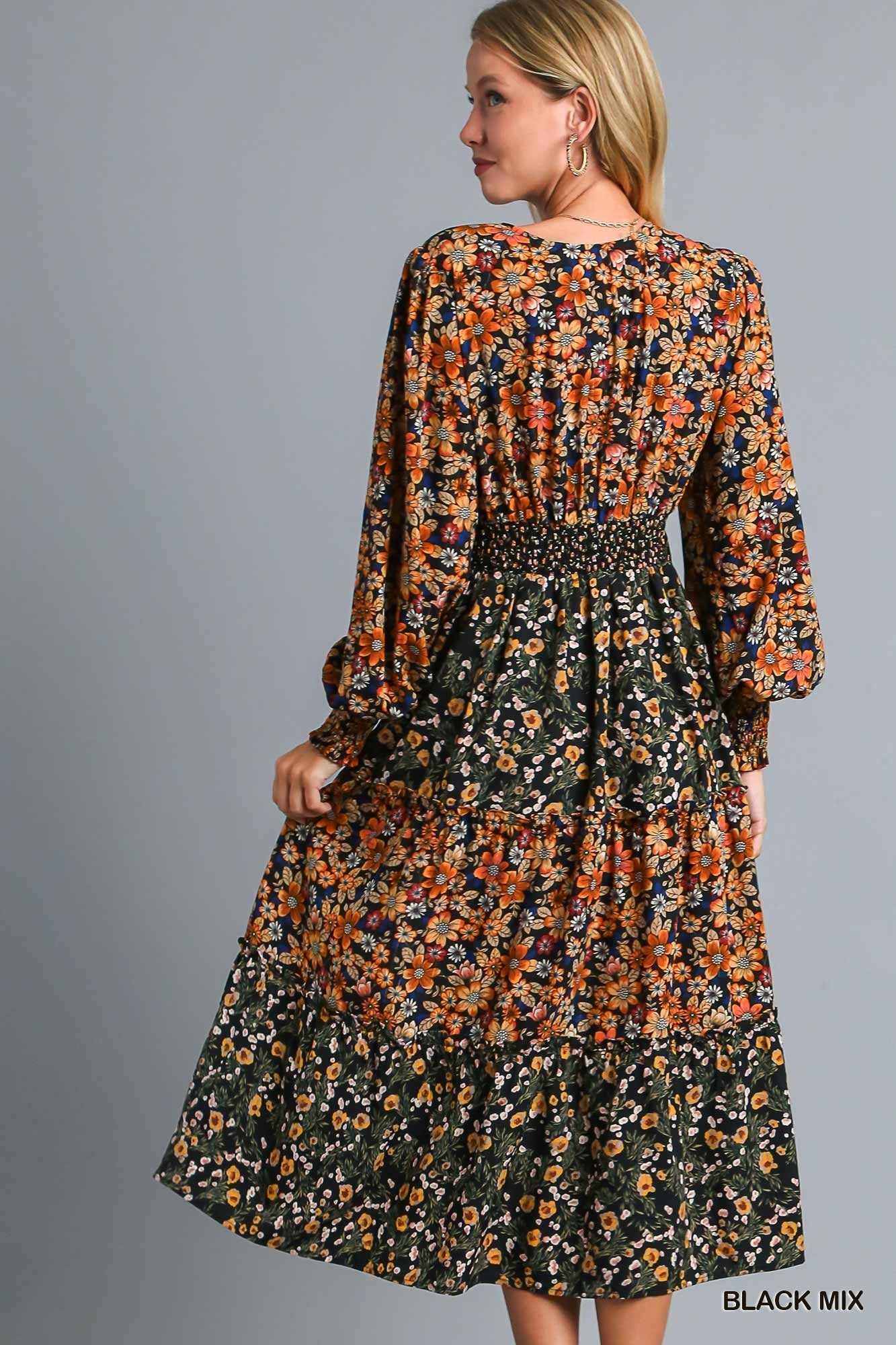 Tiered Floral Midi Dress