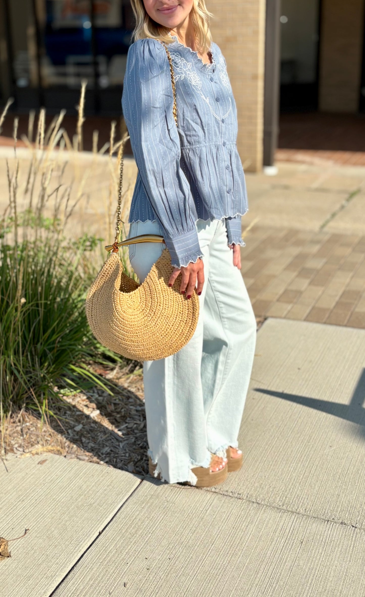 Belle Embroidered Ruffle Blouse