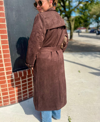Randi Suede Long Trench Coat