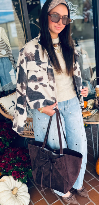Cow Print Collared Jacket