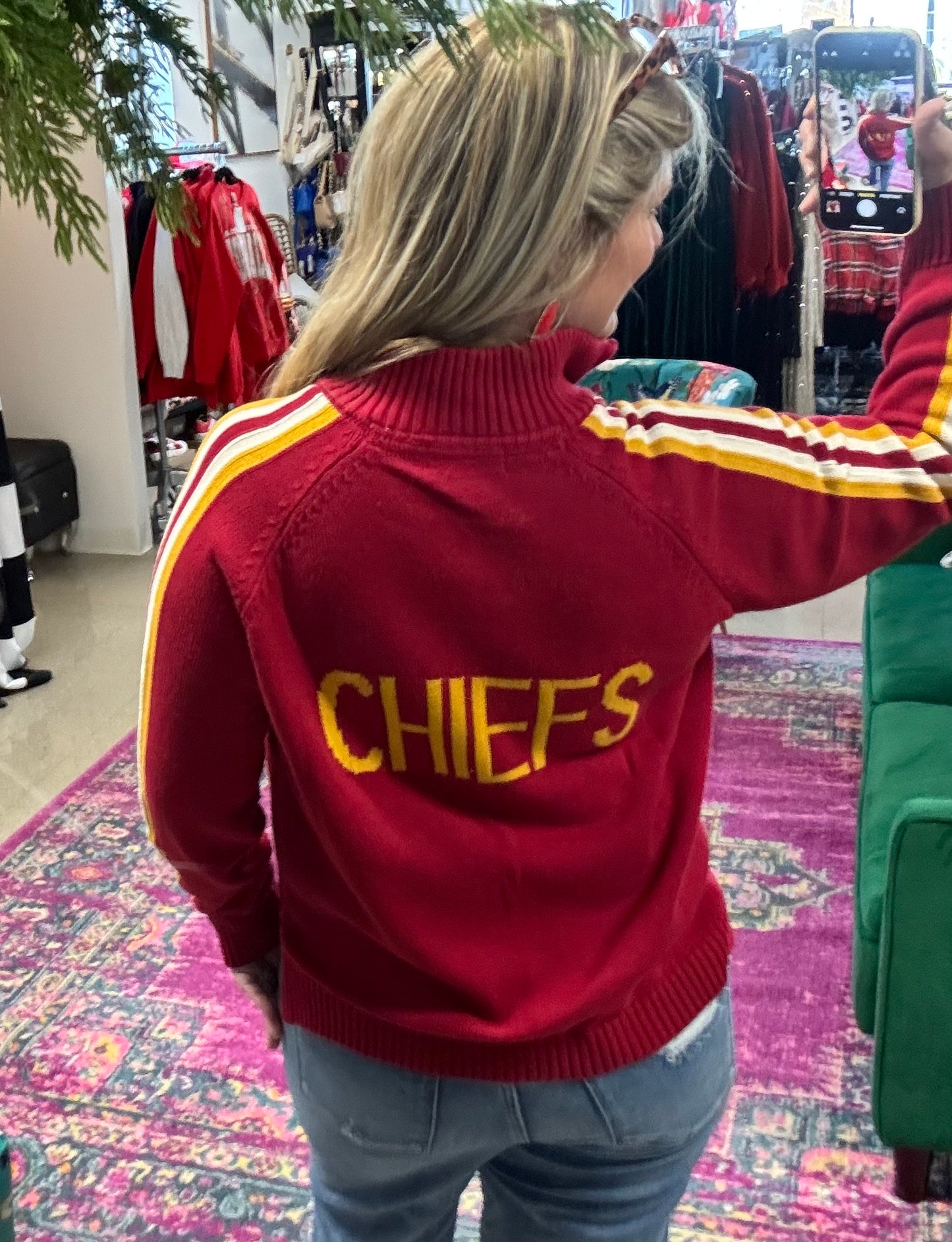 CUSTOM Chiefs 1/2 Zip Knit Sweater