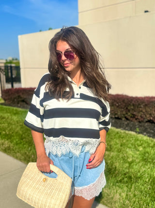 Ella Lace Polo Top