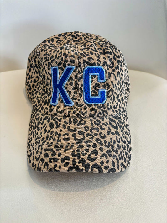 KC Leopard Distressed Cotton Baseball Cap