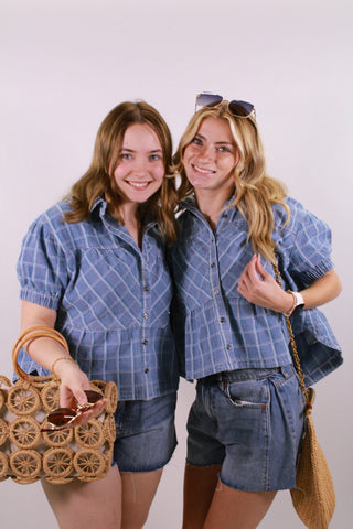 The Cool Girl Check Denim Top
