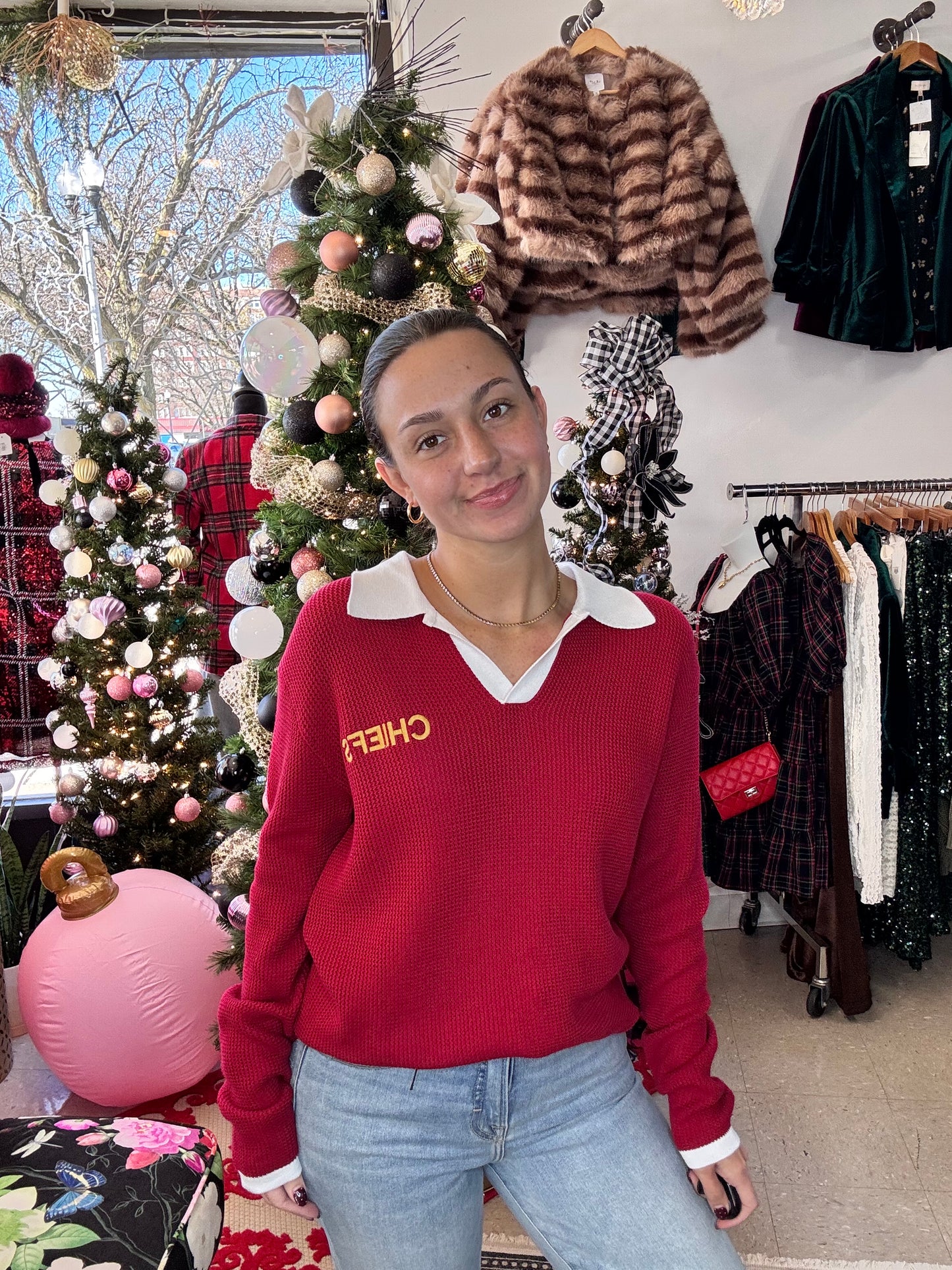 CUSTOM Chiefs Polo Sweater w/ Collar