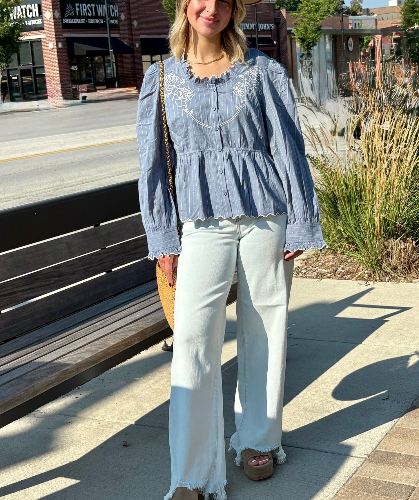 Belle Embroidered Ruffle Blouse