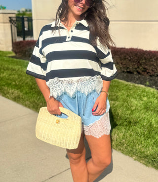 Ella Lace Polo Top