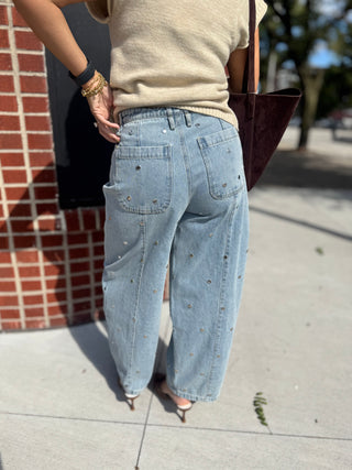 Bianca Studded Barrel Denim