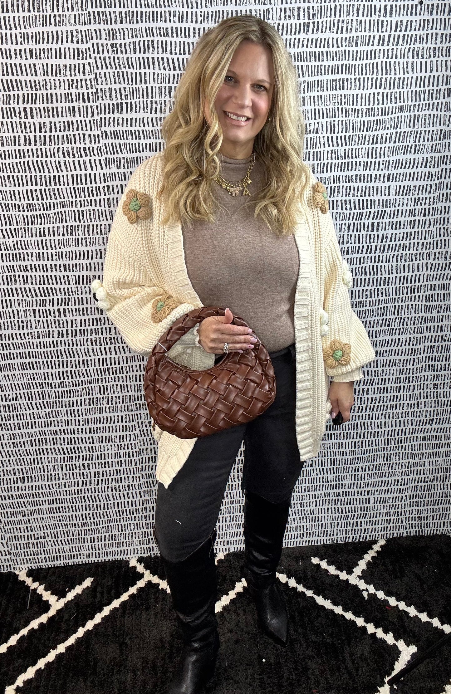 3D Chunky Flower Cardigan