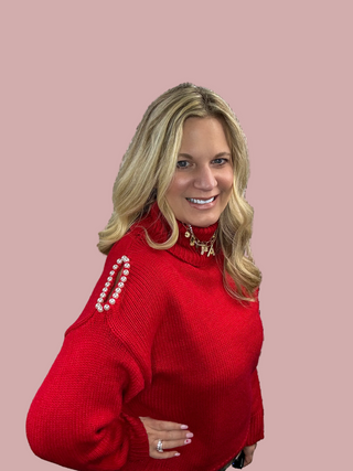 Turtleneck Sweater w/ Pearl Details