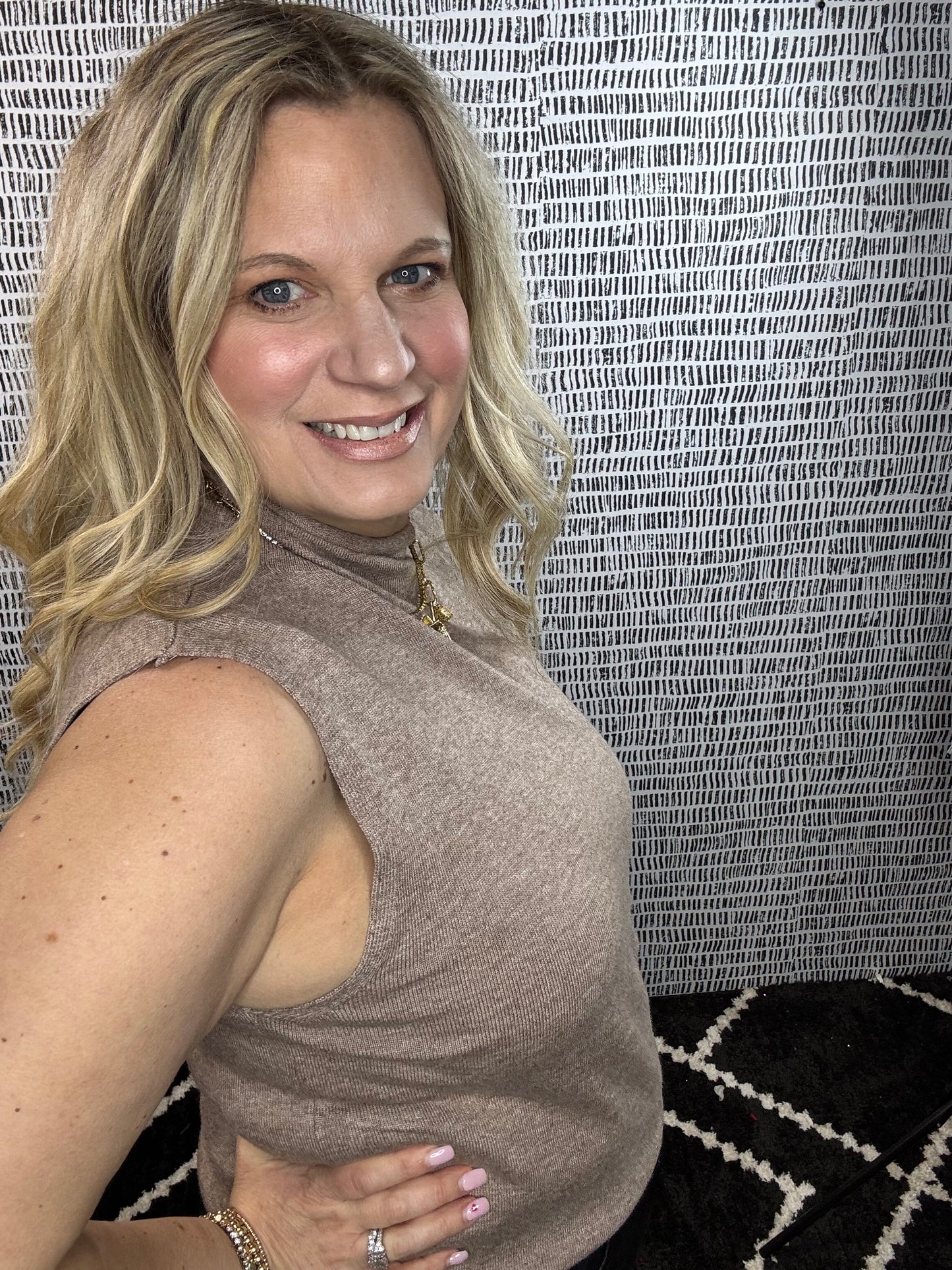 Mock Neck Sleeveless Knit Top