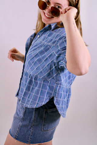 The Cool Girl Check Denim Top