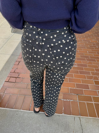 JBD Vintage Polka Dot Straight Jeans