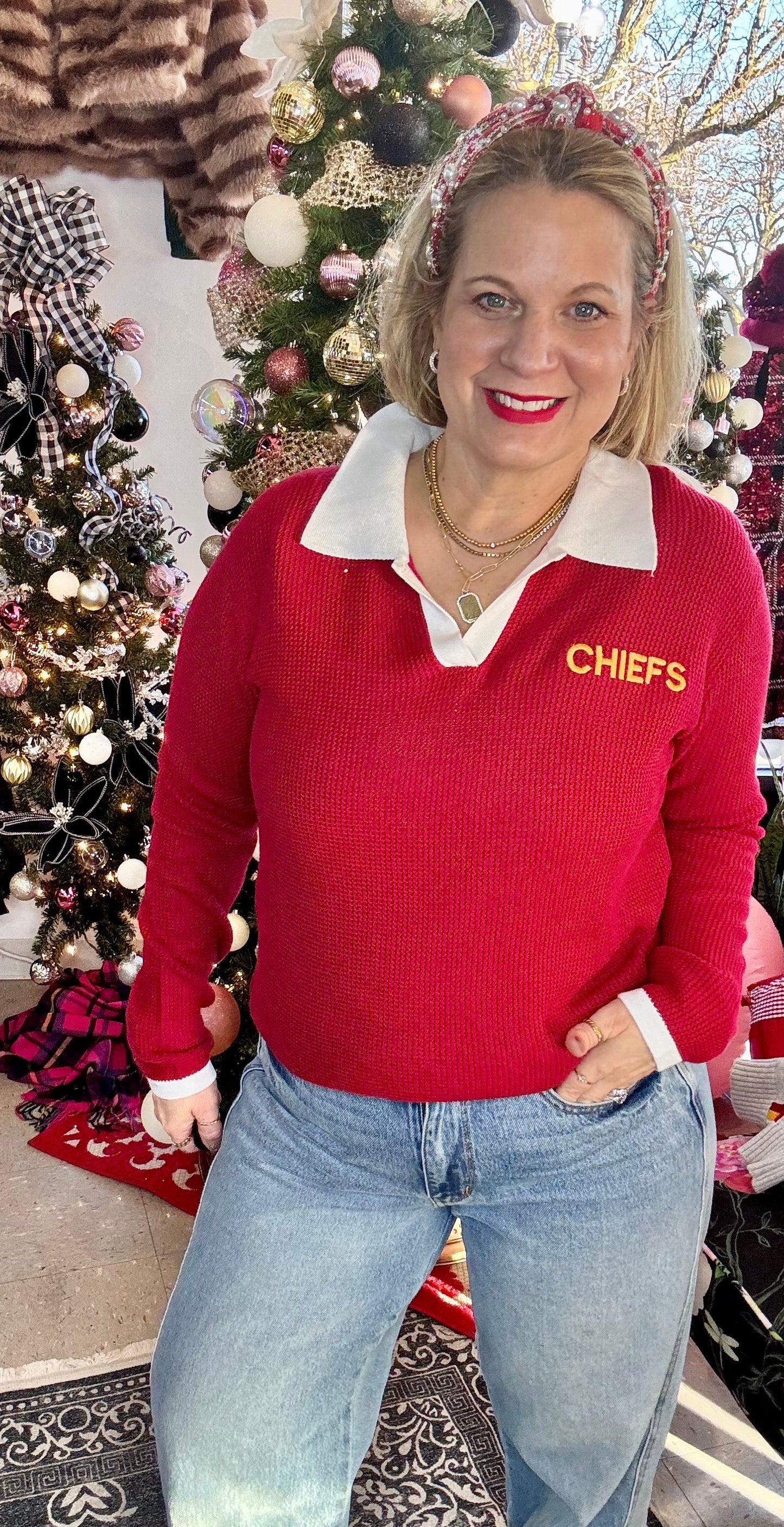 CUSTOM Chiefs Polo Sweater w/ Collar