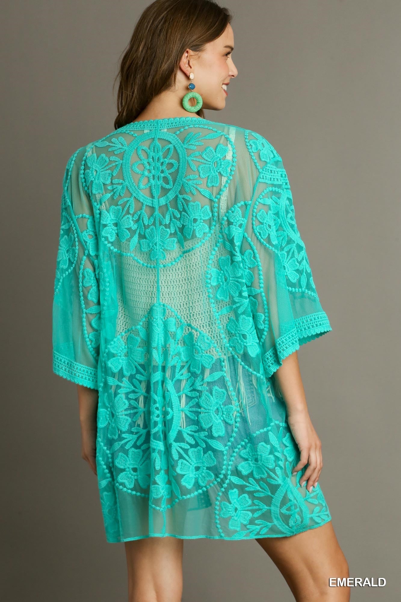 Floral Lace Kimono with Waist Tie