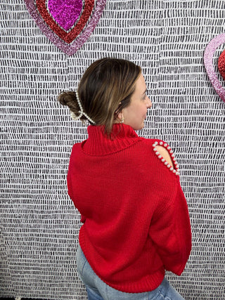 Turtleneck Sweater w/ Pearl Details