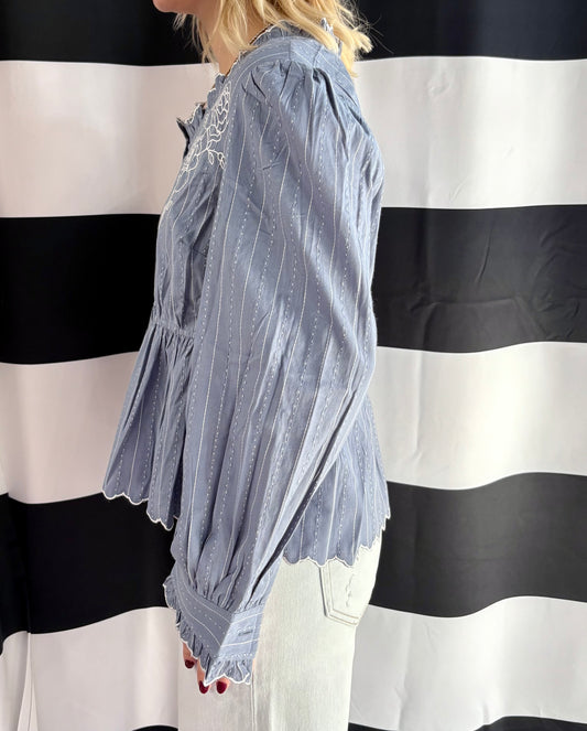 Belle Embroidered Ruffle Blouse