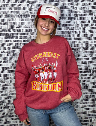 Kansas City Swag Surfin Heather Red Graphic Sweatshirt