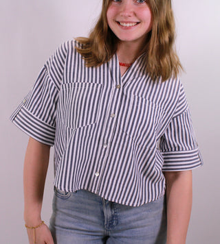 Harper Striped Pocket Top
