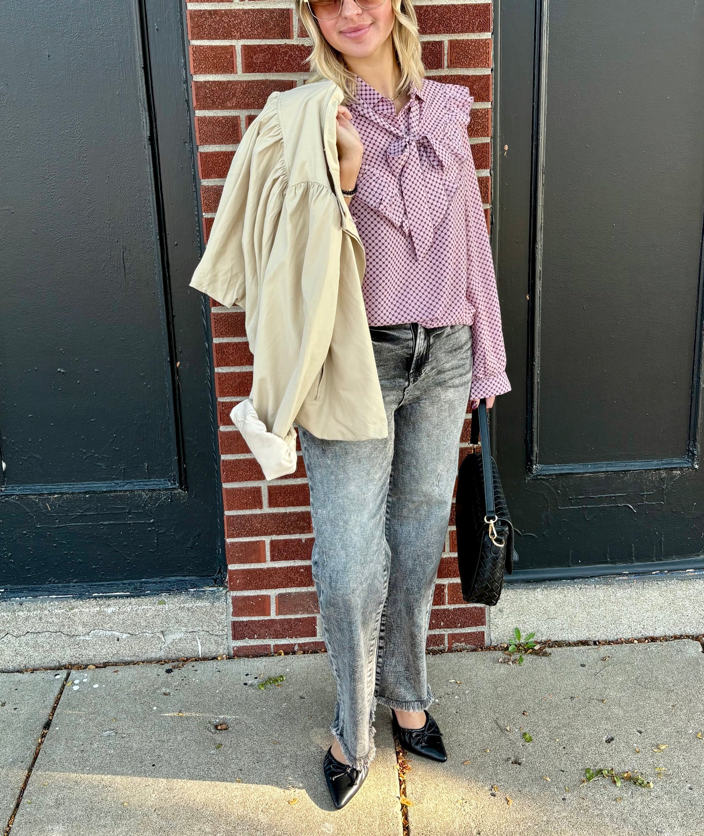 Raina Ruffle Tie-Neck Printed Blouse