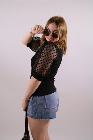 Colette Mixed Media Polka Dot Sleeve