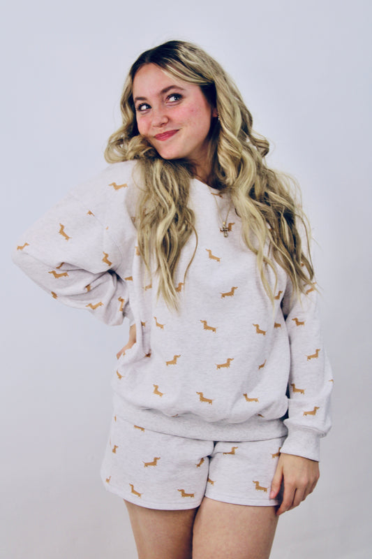 Cozy Pup Sweatshirt – Dachshund Print Pullover