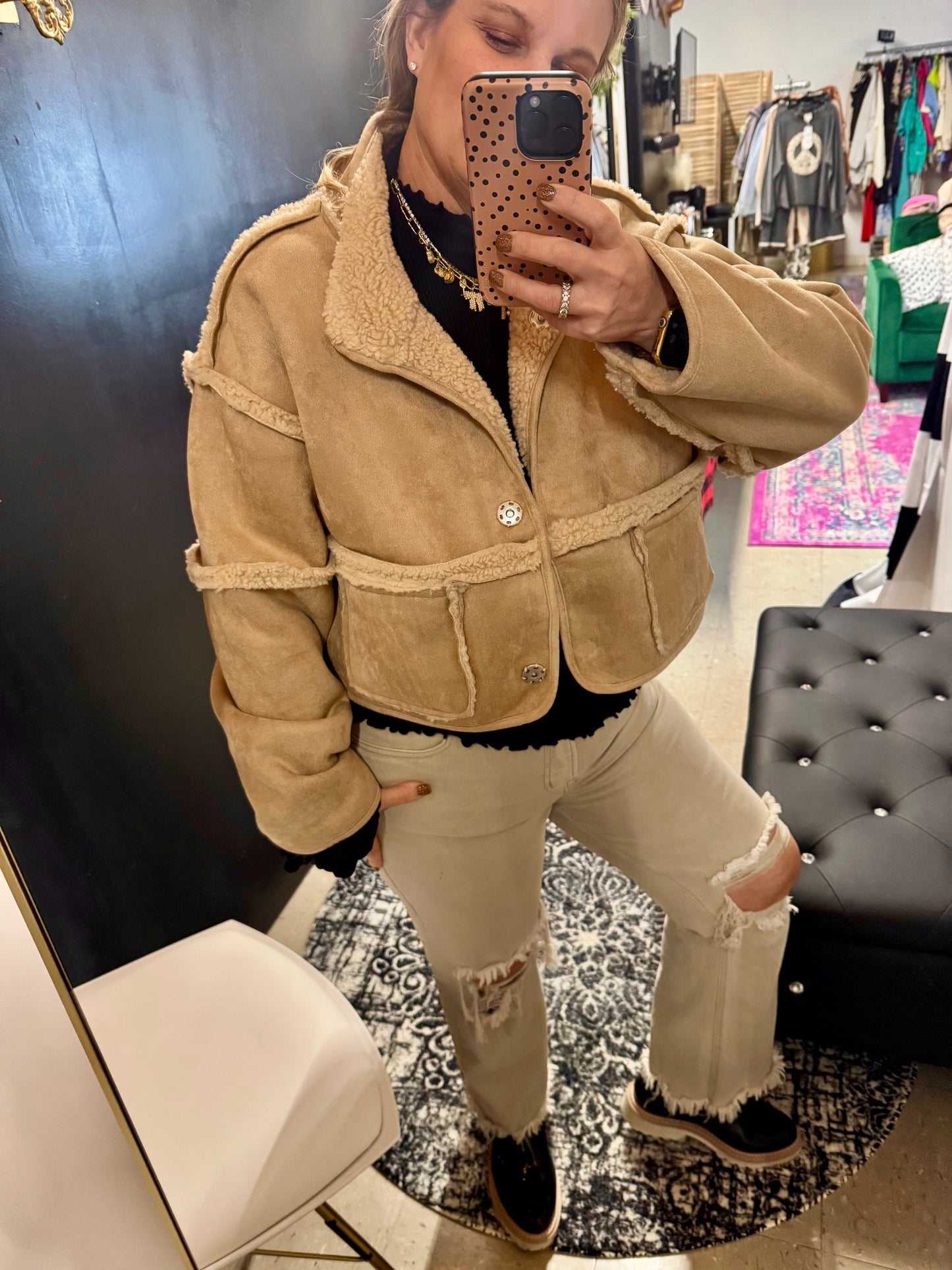 Suede/Sherpa Reversible Jacket