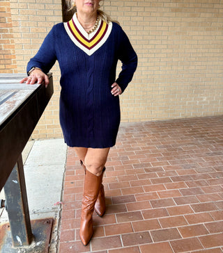 Corunna V-neck Mini Sweater Dress