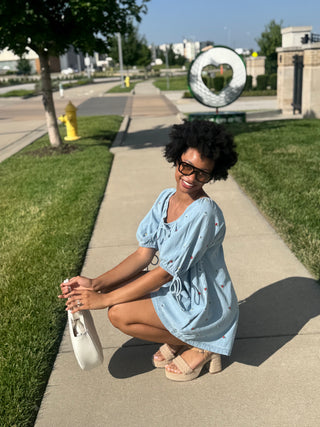 Petals & Picnics Mini Denim Romper