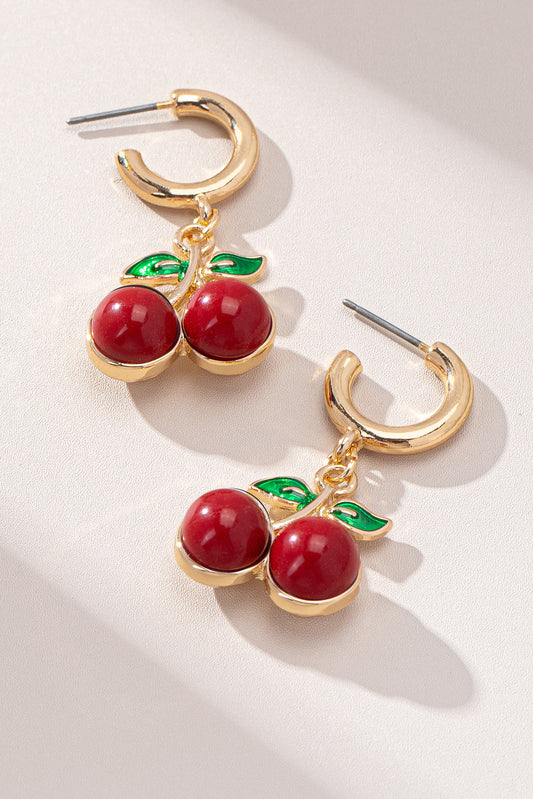 Cherry Charm Hoop Earrings