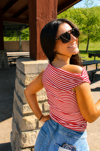 Harper Stripe Off Shoulder Top