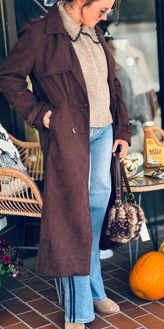 Randi Suede Long Trench Coat