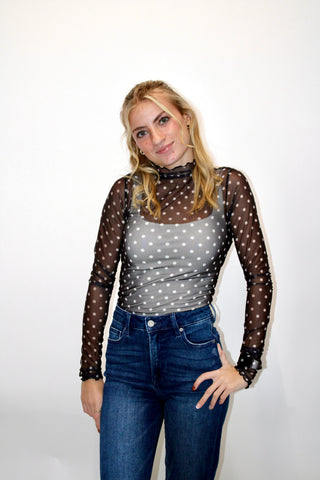 Sweet Spot Polka Dot Lace Top